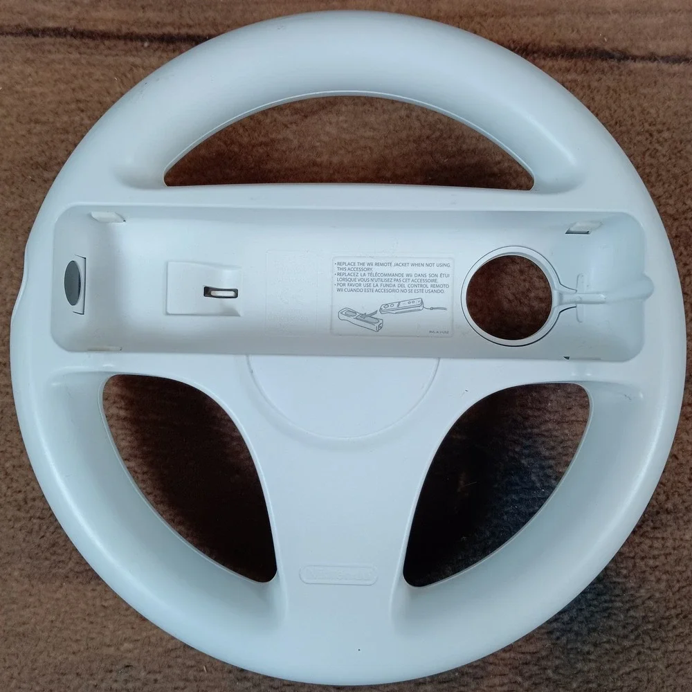 Nintendo Wii White Steering Wheel Controller Accessory Bundle Lot